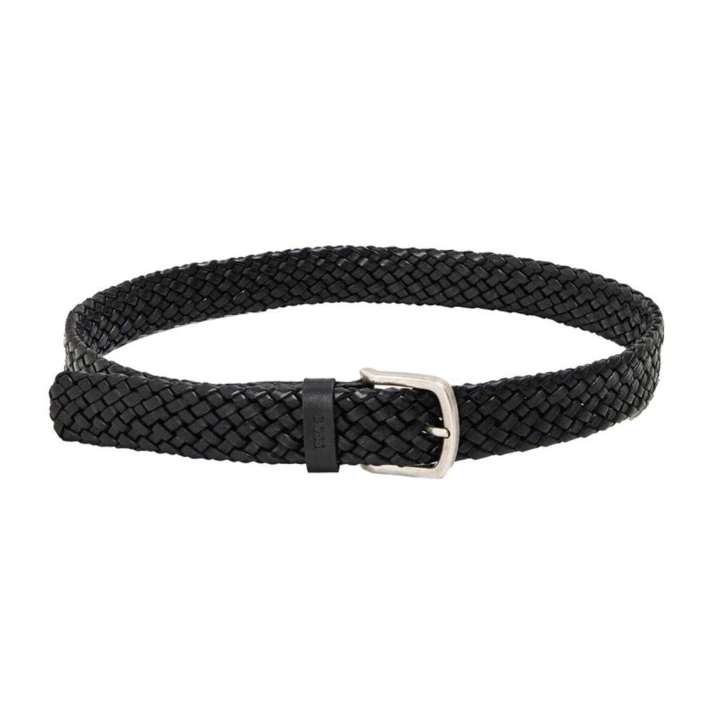 Boss Mens Braided Leather Casual Belt / Black